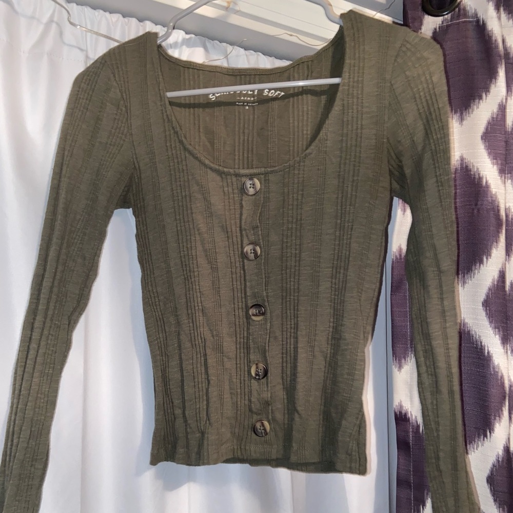 Green Ribbed Top